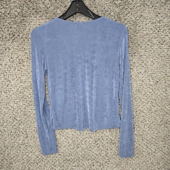 Princess Polly‎ Top Womens 8 Blue Slinky Ember Ring Open Front Blouse Casual - Picture 7 of 7